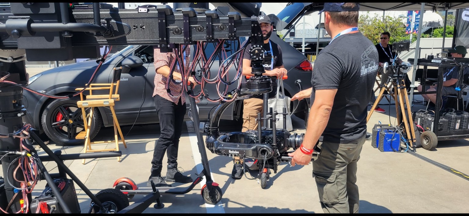 Cinema camera and production monitor at a production equipment event